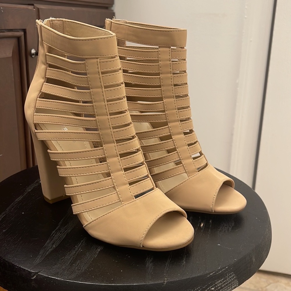 Bamboo- Nude Chunky Heel Sandals